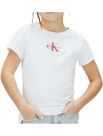 T-shirt menina calvin klein jeans monogram branco/vermelho