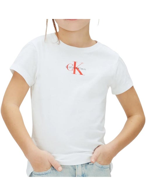 T-shirt menina calvin klein jeans monogram branco/vermelho - Kiabi T-shirt menina calvin klein jeans monogram branco/vermelho - Kiabi