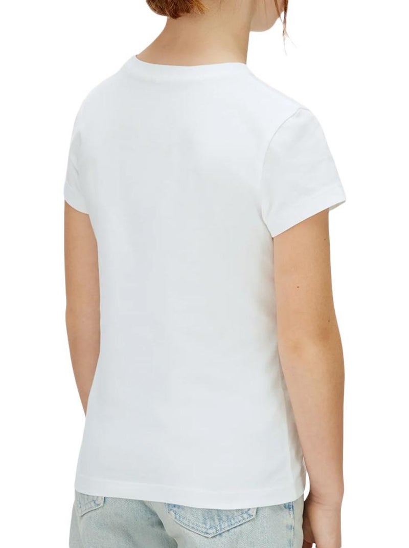 T-shirt menina calvin klein jeans monogram branco/vermelho Branco - Kiabi