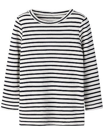 T-shirt Menina Name It Bani Manga Comprida Azul/Branco