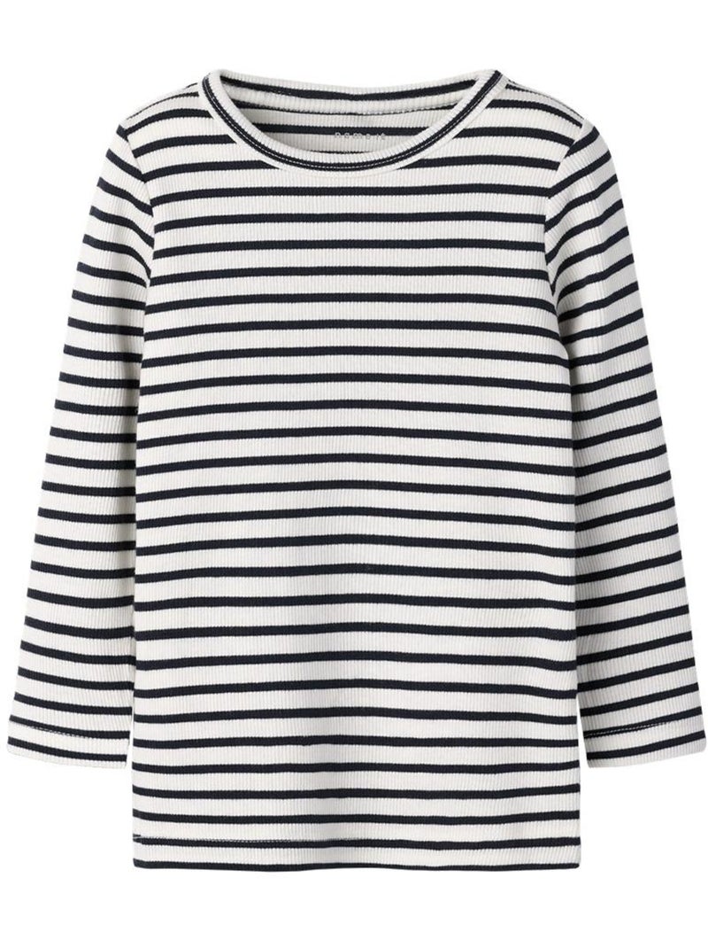T-shirt Menina Name It Bani Manga Comprida Azul/Branco Azul - Kiabi