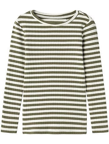 T-shirt menina name it fsuraja manga comprida verde/branco