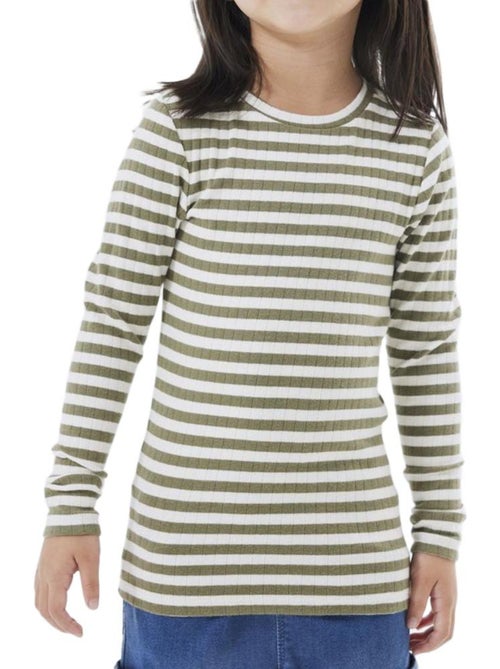 T-shirt menina name it fsuraja manga comprida verde/branco - Kiabi