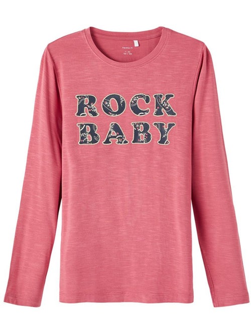 T-shirt Menina Name It ROCK Rosa - Kiabi