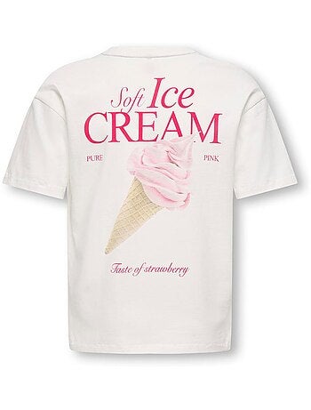 T-Shirt Menina ONLY Koghelen Branco/Rosa