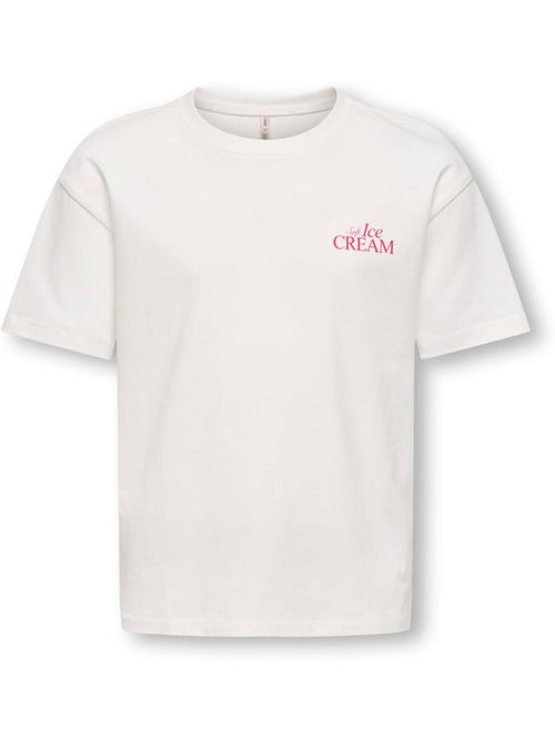 T-Shirt Menina ONLY Koghelen Branco/Rosa - Kiabi T-Shirt Menina ONLY Koghelen Branco/Rosa - Kiabi