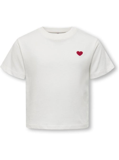 T-shirt Menina ONLY Maiken Life Heart Branco - Kiabi T-shirt Menina ONLY Maiken Life Heart Branco - Kiabi