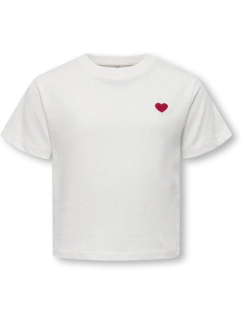 T-shirt Menina ONLY Maiken Life Heart Branco Branco - Kiabi