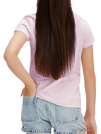 T-shirt calvin klein jeans menina script logo preto/rosa