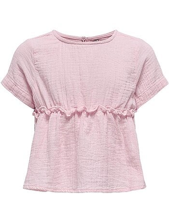 T-Shirt Menina Rosa Kids ONLY Life KMGTHYRA