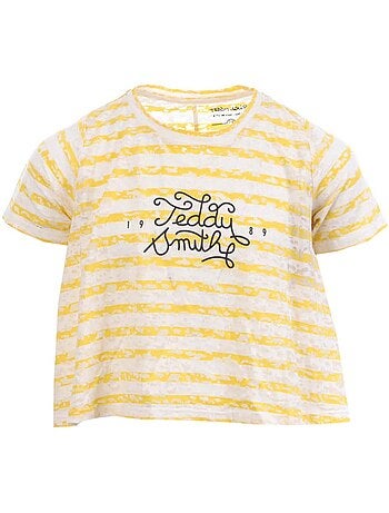 T-shirt menina teddy smith marino amarelo às riscas