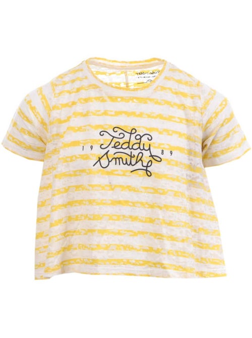 T-shirt menina teddy smith marino amarelo às riscas - Kiabi