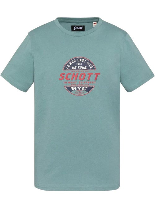 T-Shirt Menino Verde Estampada Schott - Kiabi T-Shirt Menino Verde Estampada Schott - Kiabi