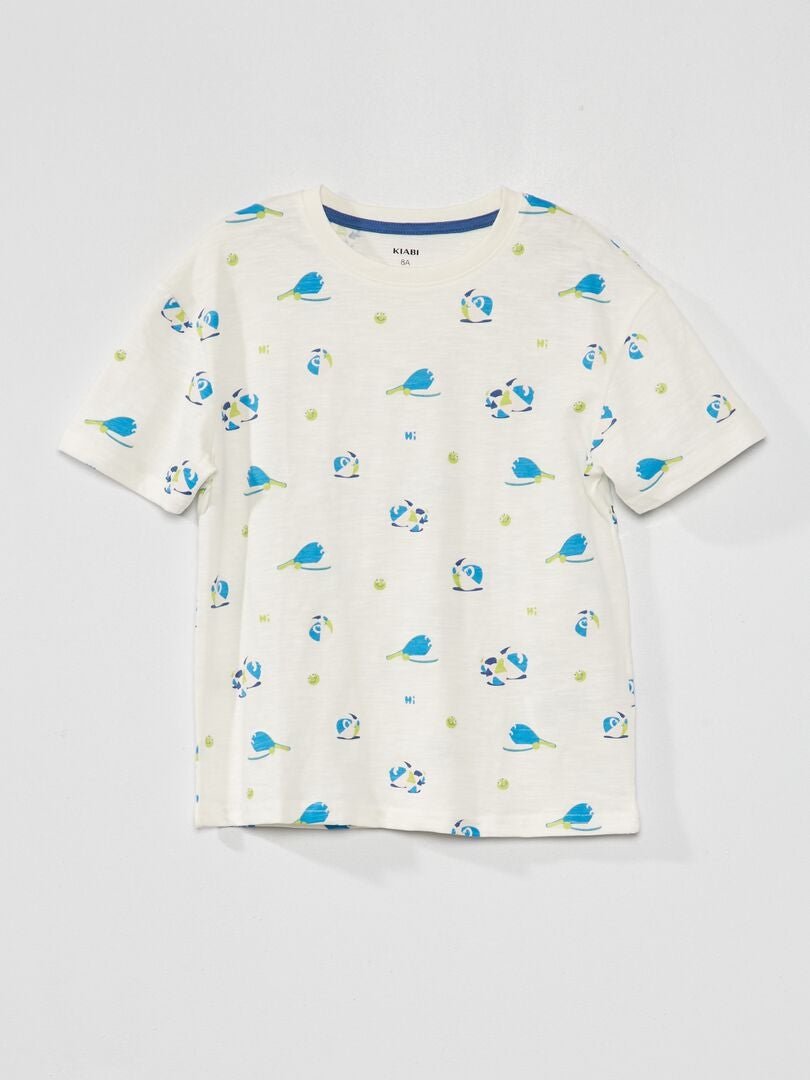 T-shirt mesclada com estampado 'praia' BRANCO - Kiabi