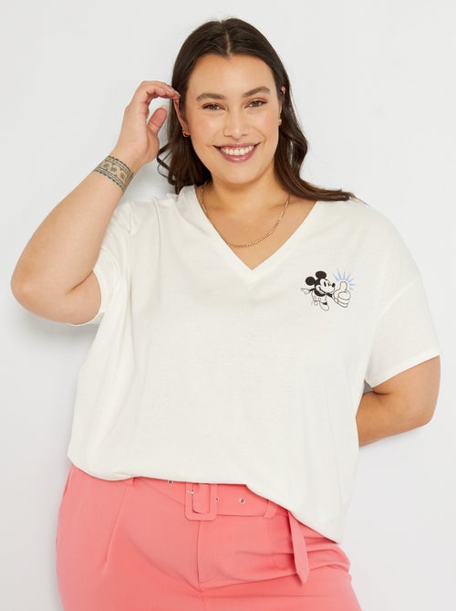 T-shirt 'Mickey' com gola em bico - Kiabi