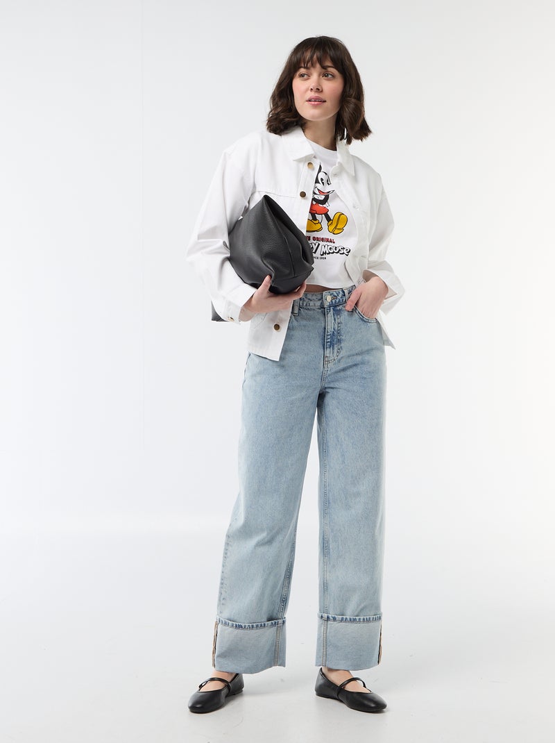 T-shirt 'Mickey' cropped 'Disney' Branco - Kiabi