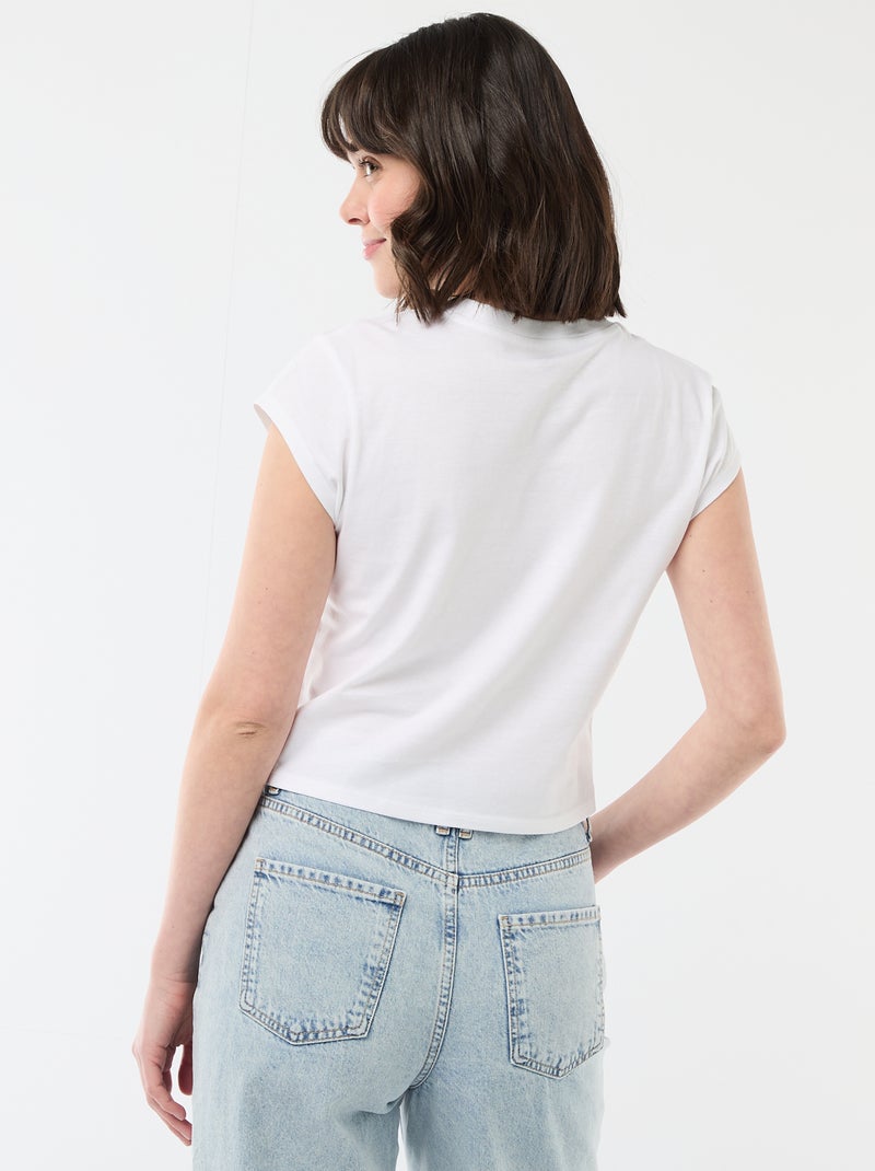 T-shirt 'Mickey' cropped 'Disney' Branco - Kiabi