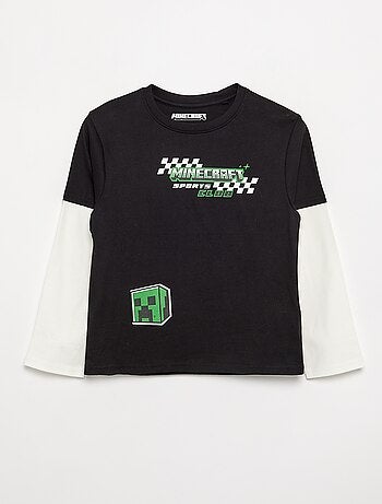 T-shirt 'Minecraft' com estampados e mangas contrastantes