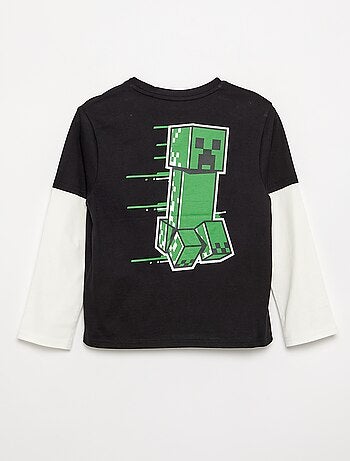 T-shirt 'Minecraft' com estampados e mangas contrastantes