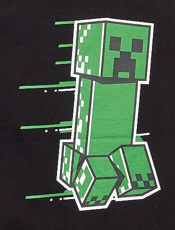 T-shirt 'Minecraft' com estampados e mangas contrastantes