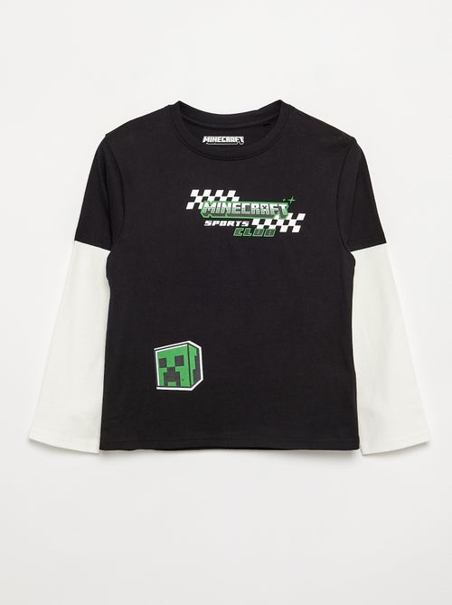 T-shirt 'Minecraft' com estampados e mangas contrastantes - Kiabi T-shirt 'Minecraft' com estampados e mangas contrastantes - Kiabi