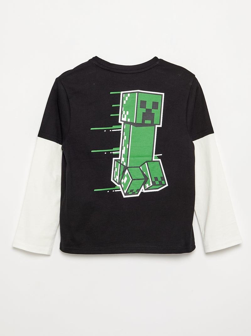 T-shirt 'Minecraft' com estampados e mangas contrastantes Preto - Kiabi