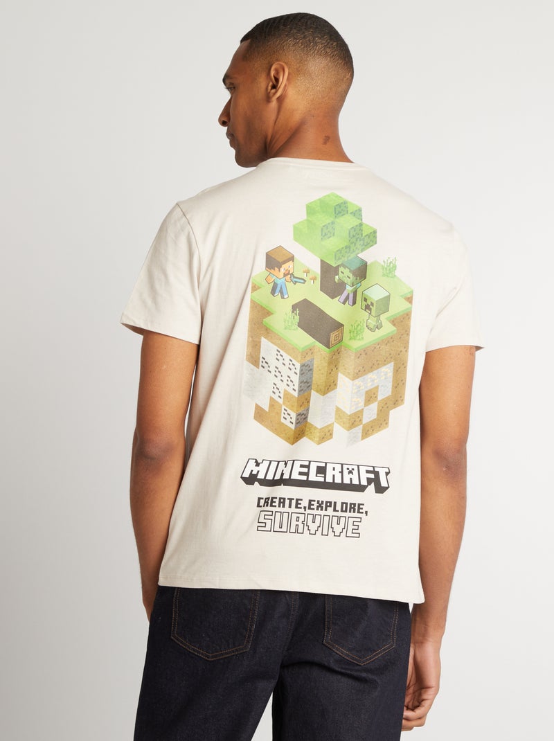T-shirt 'Minecraft' de gola redonda CINZA - Kiabi