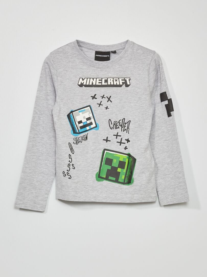 T-shirt 'Minecraft' de gola redonda - CINZA - Kiabi - 10.00€