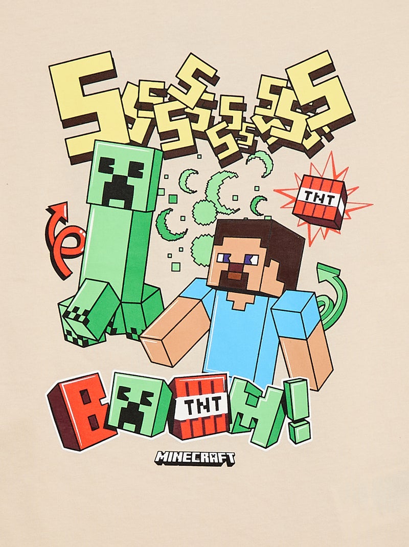 T-shirt 'Minecraft' de mangas curtas Bege - Kiabi