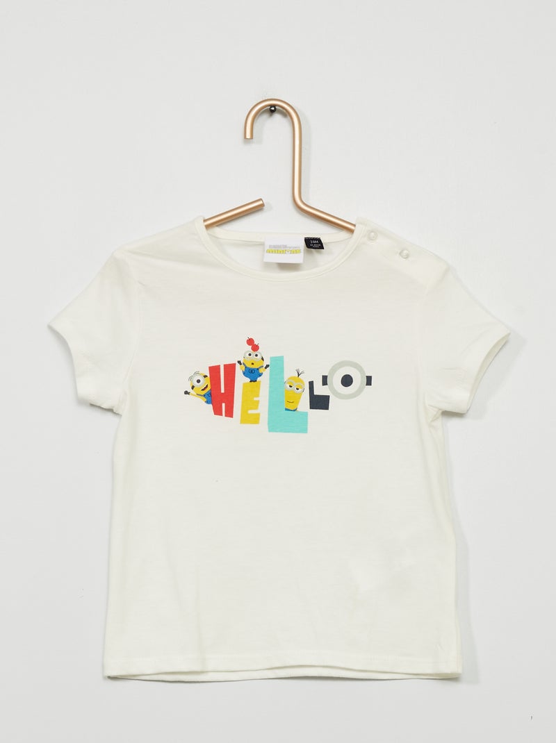 T-shirt 'Mínimos' de gola redonda BRANCO - Kiabi