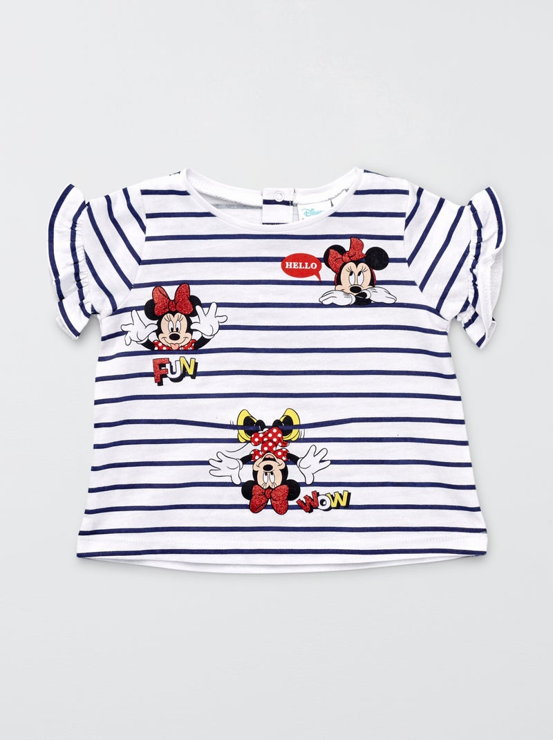T-shirt 'Minnie' às riscas Listrado Azul - Kiabi