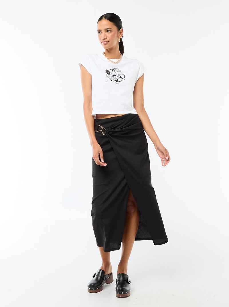 T-shirt 'Minnie' cropped 'Disney' Branco - Kiabi