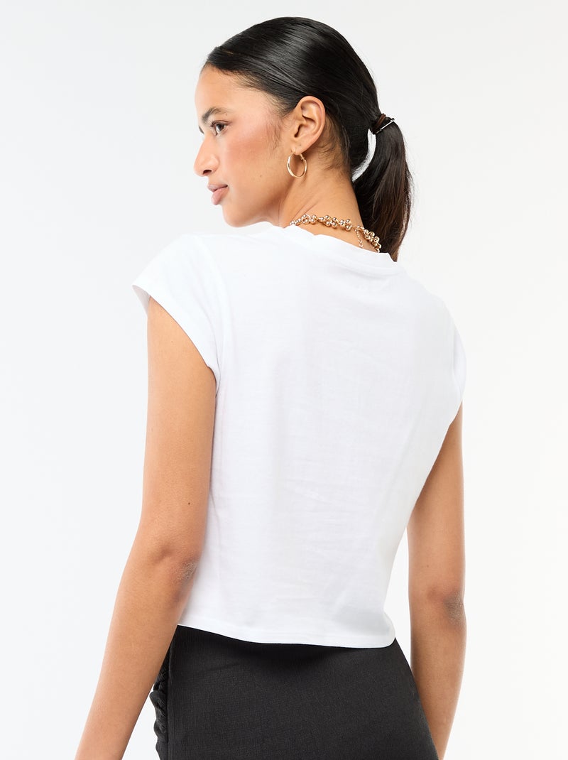 T-shirt 'Minnie' cropped 'Disney' Branco - Kiabi