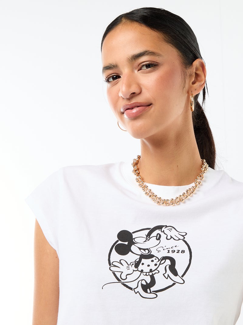 T-shirt 'Minnie' cropped 'Disney' Branco - Kiabi