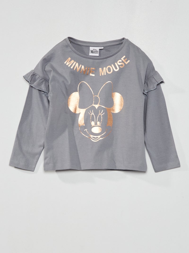 T-shirt 'Minnie' 'Disney' com folhos Cinza - Kiabi