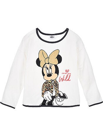 T-shirt minnie mouse branco menina | licença oficial