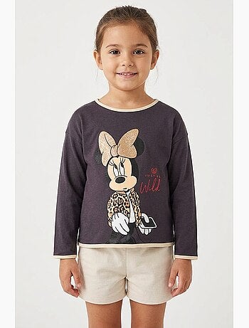 T-shirt minnie mouse cinzento menina | licença oficial