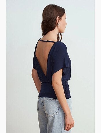 T-shirt mistura modal recorte decote redondo manga curta dilvin