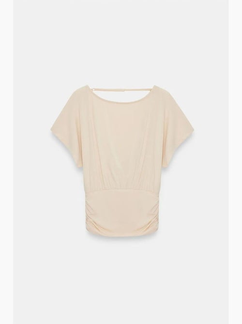 T-shirt mistura modal recorte decote redondo manga curta dilvin - Kiabi