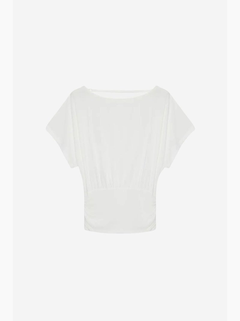 T-shirt mistura modal recorte decote redondo manga curta dilvin Branco - Kiabi