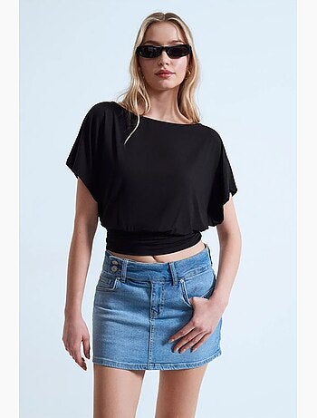 T-shirt mistura modal recorte decote redondo manga curta dilvin