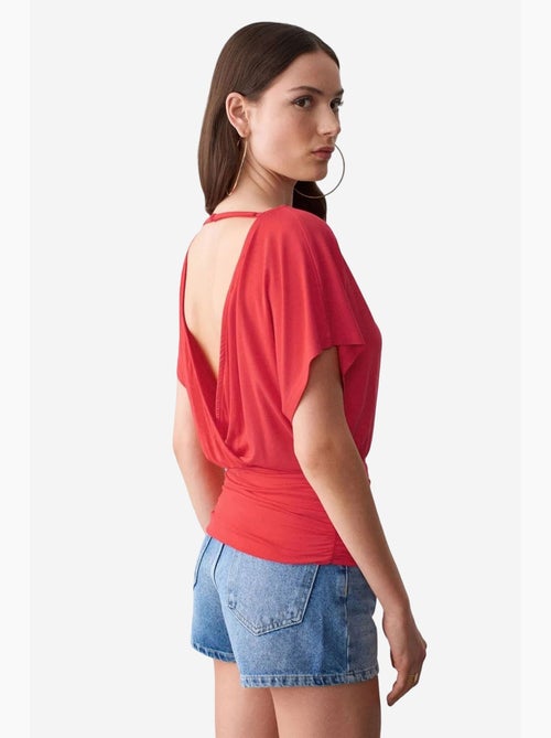 T-shirt mistura modal recorte decote redondo manga curta dilvin - Kiabi