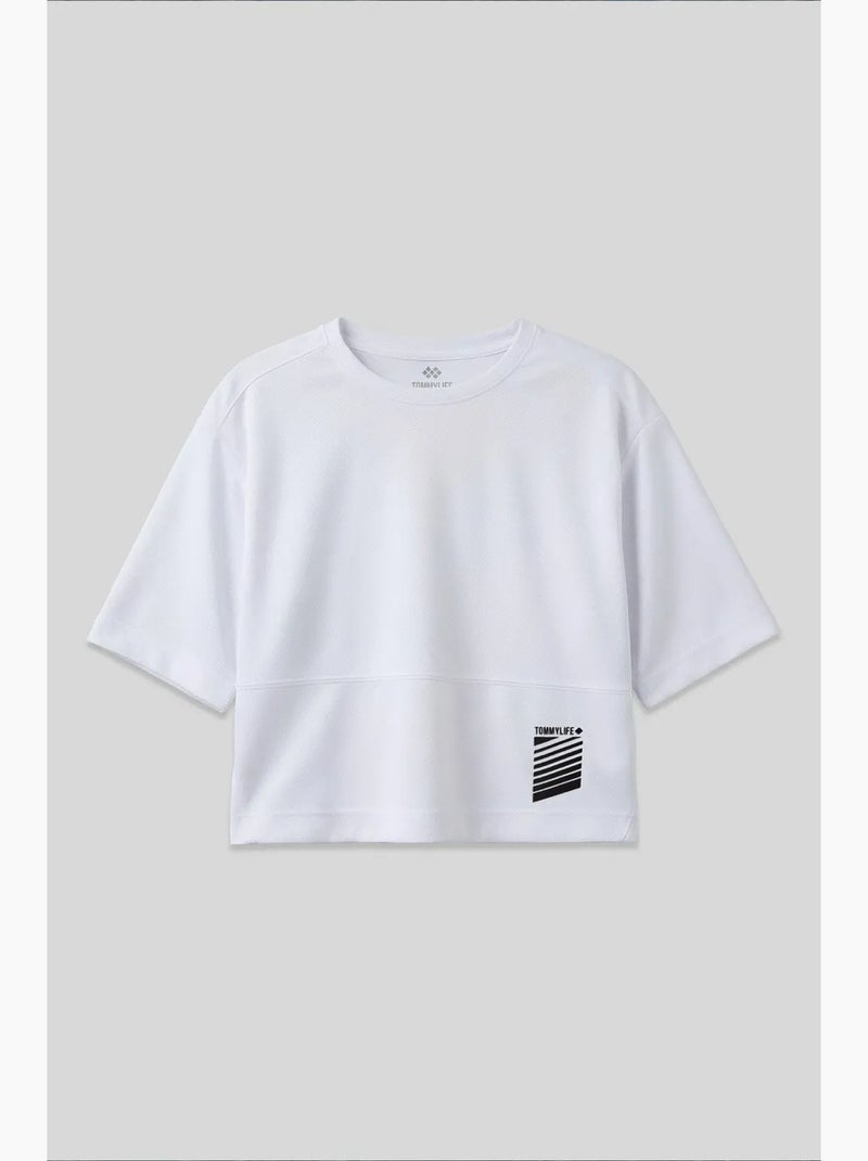 T-shirt mulher oversize crop tommy Branco - Kiabi