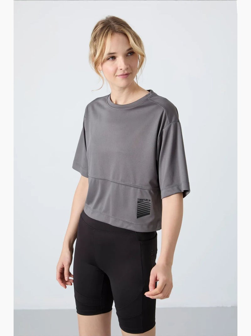 T-shirt mulher oversize crop tommy Cinza escuro - Kiabi