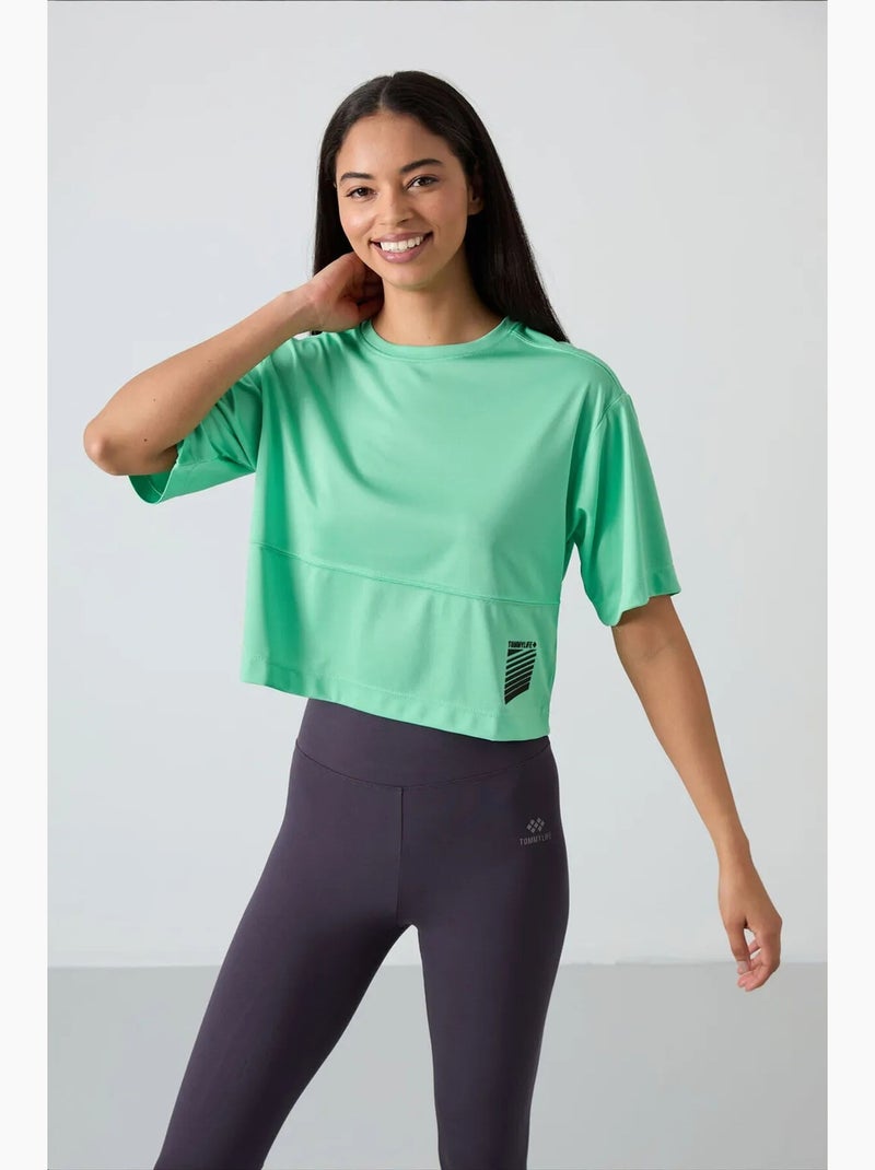 T-shirt mulher oversize crop tommy Verde menta - Kiabi