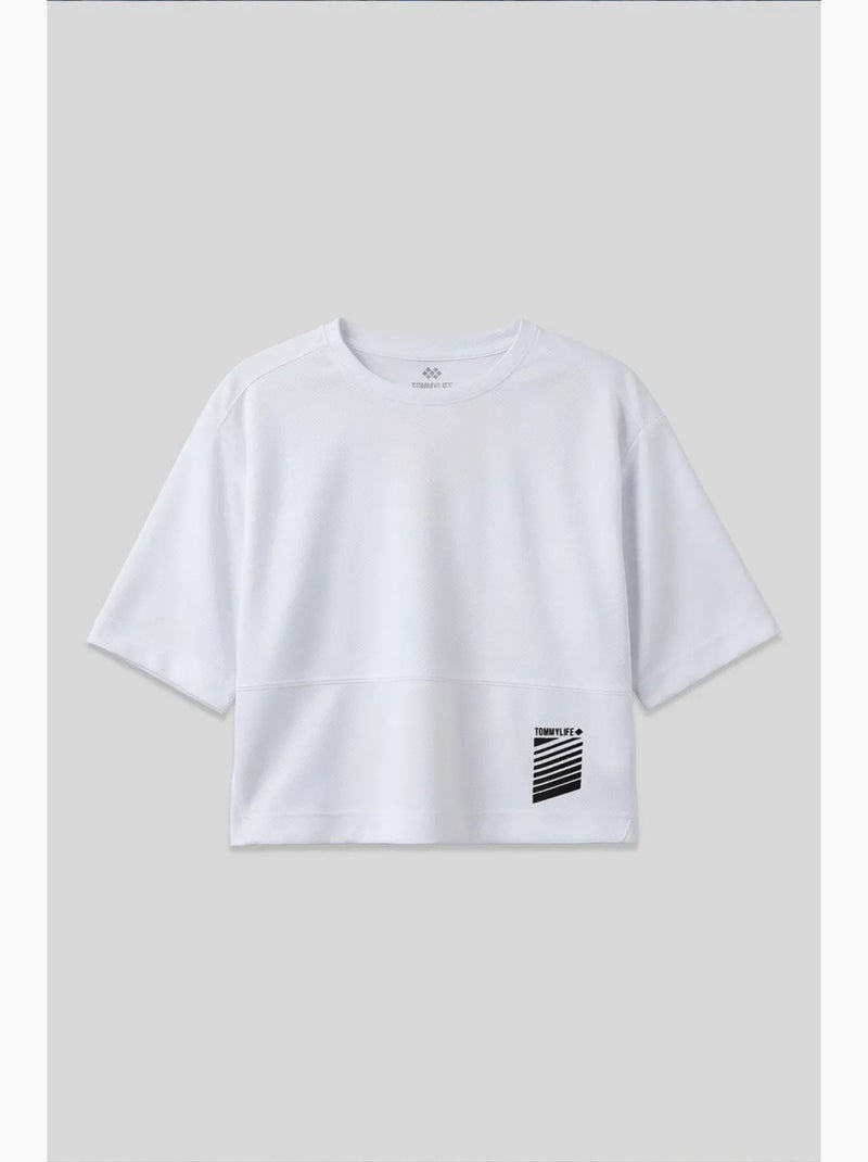 T-shirt mulher oversize crop tommy Verde menta - Kiabi