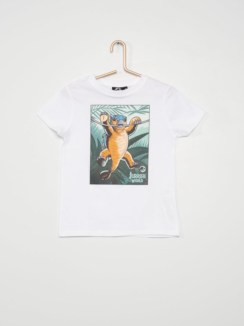 T-shirt 'Mundo Jurássico' em jersey BRANCO - Kiabi