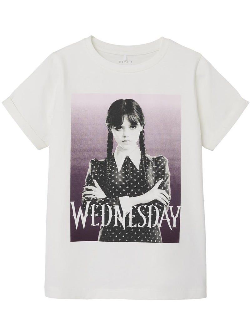 T-shirt Name It Jax Wednesday Branco para Menina Branco - Kiabi
