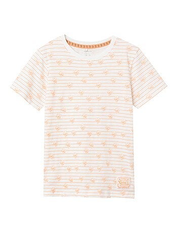 T-shirt Name It Kent para Rapaz Branco/Laranja