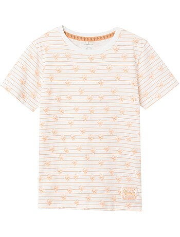 T-shirt Name It Kent para Rapaz Branco/Laranja